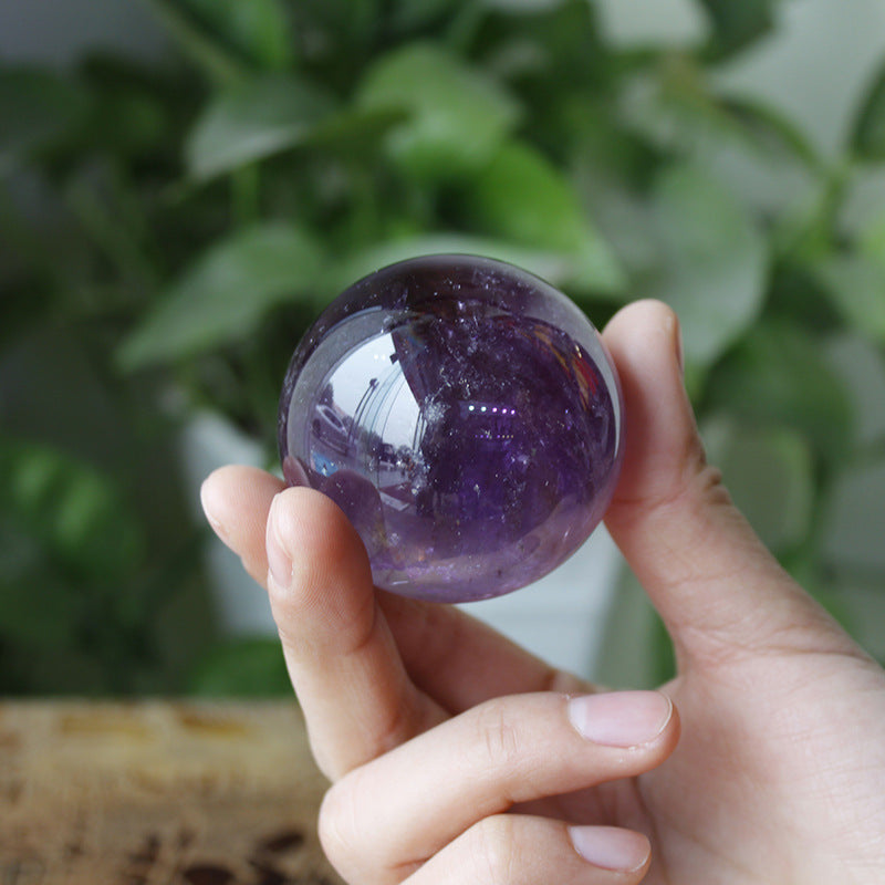 Natural Crystal Brazilian Amethyst Sphere Ball Ornament Raw Stone