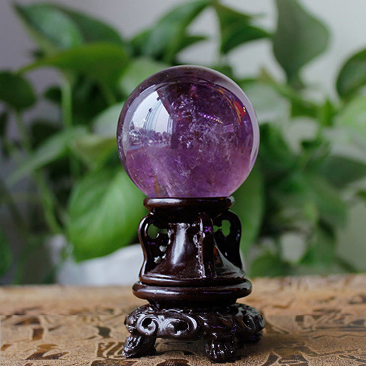 Natural Crystal Brazilian Amethyst Sphere Ball Ornament Raw Stone