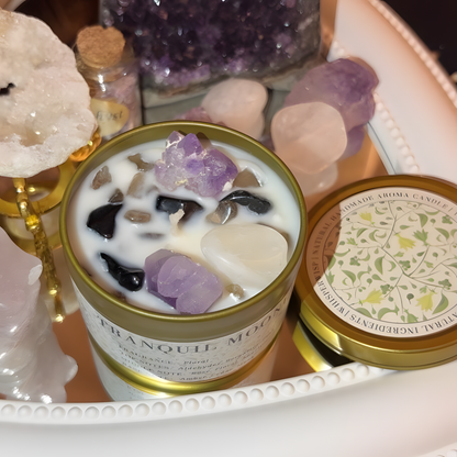 Protection &amp; Strength Kit | Crystal Energy 2.6 OZ. Soy Candle – Handmade Magic with Natural Crystal