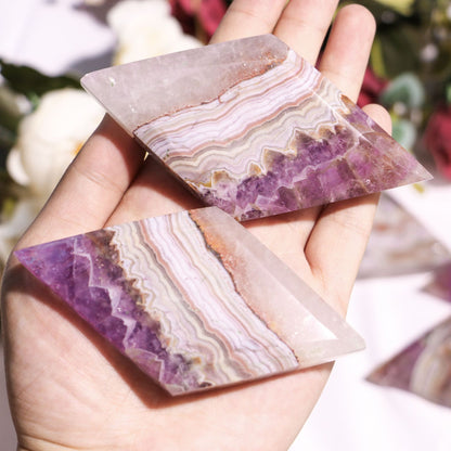 100-140 grams | Natural Crystal Amethyst Agate Rhombus Ornament Decoration