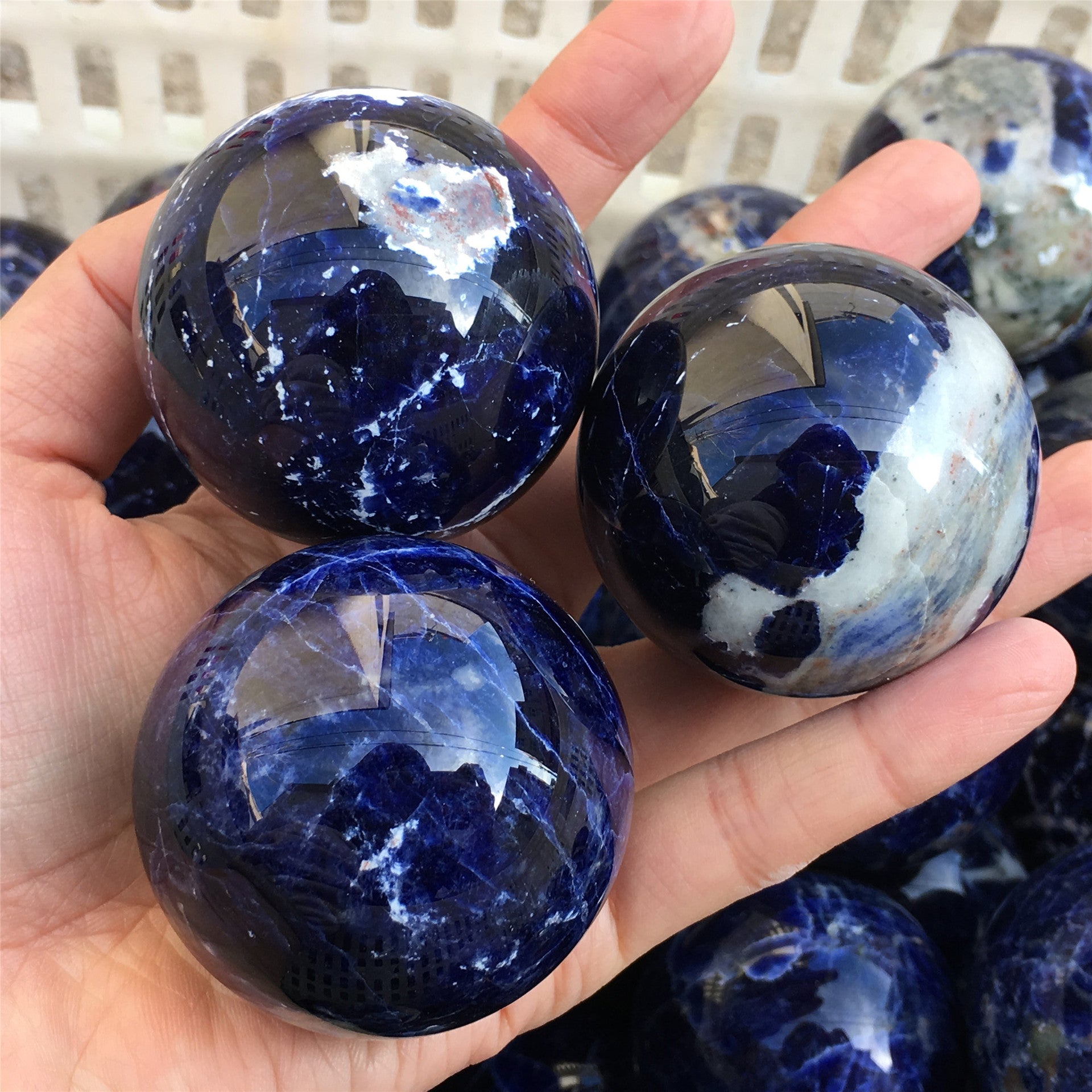 Natural Crystal Ball Blue Sodalite Sphere Ball Ornament