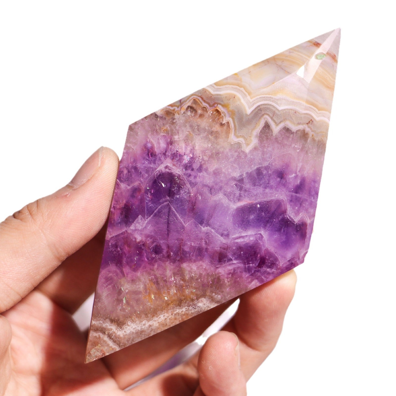 100-140 grams | Natural Crystal Amethyst Agate Rhombus Ornament Decoration