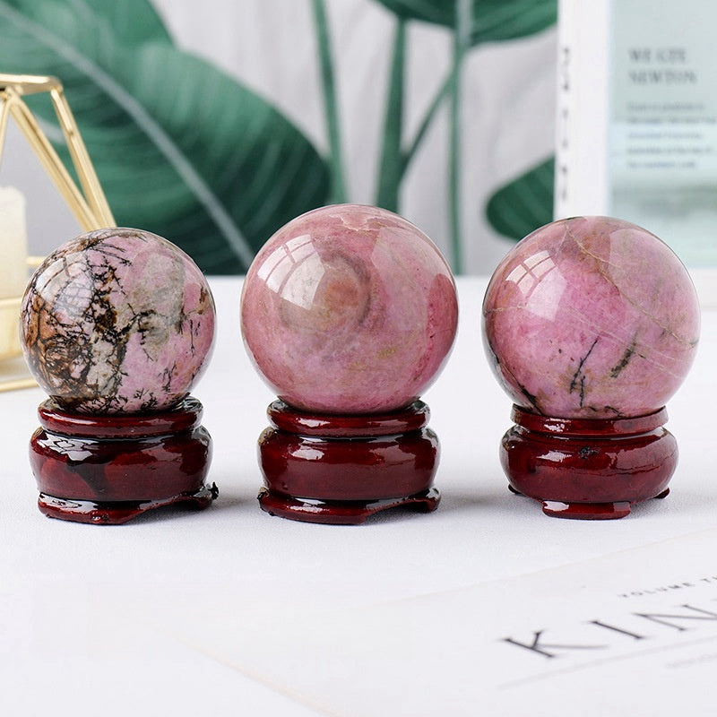 Natural Crystal Rhodonite Sphere Ball Crystal Sphere Ball Ornament Form