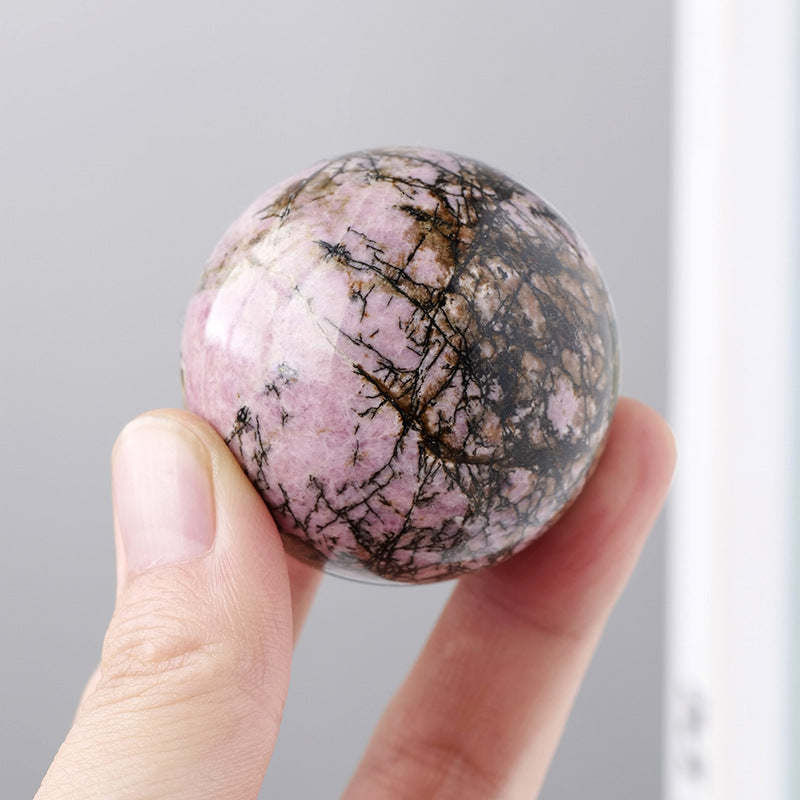 Natural Crystal Rhodonite Sphere Ball Crystal Sphere Ball Ornament Form