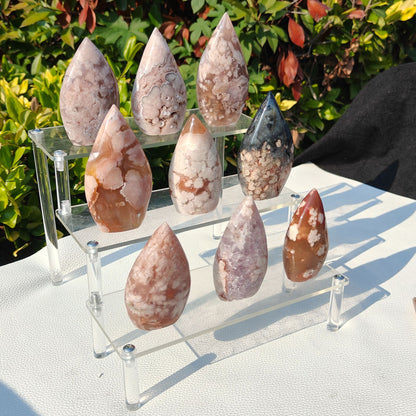 Natural Crystal Blossom Agate Flare Teardrop Shaped Ornament Crafts