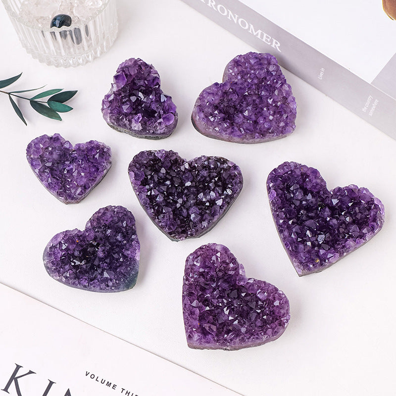 Natural Crystal Uruguay Amethyst Cluster Heart Crafts Raw Stone Pendant