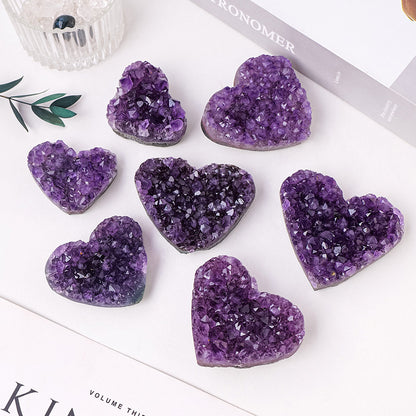 Natural Crystal Uruguay Amethyst Cluster Heart Crafts Raw Stone Pendant