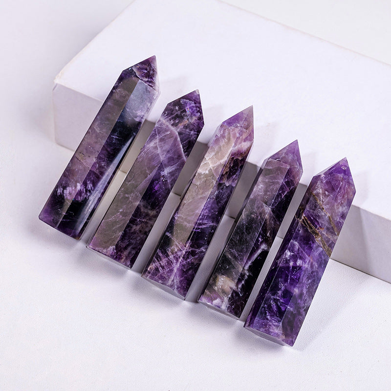 Natural Crystal Dreamy Amethyst Pillar Hexagonal Form Pillar Raw Crystal Pend