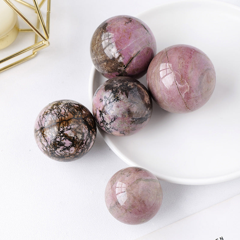 Natural Crystal Rhodonite Sphere Ball Crystal Sphere Ball Ornament Form