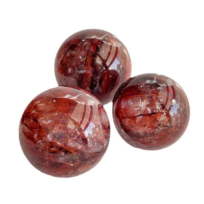 Natural Crystal Red Hematoid Flower Crystal Ball Raw Stone Decoration