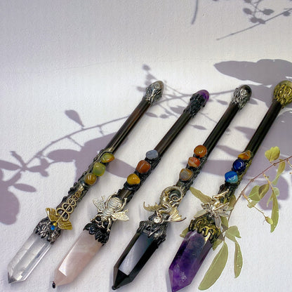 Random Crystal Type | Natural Crystal Magic Scepter Magic Wand Hand Carved Piece