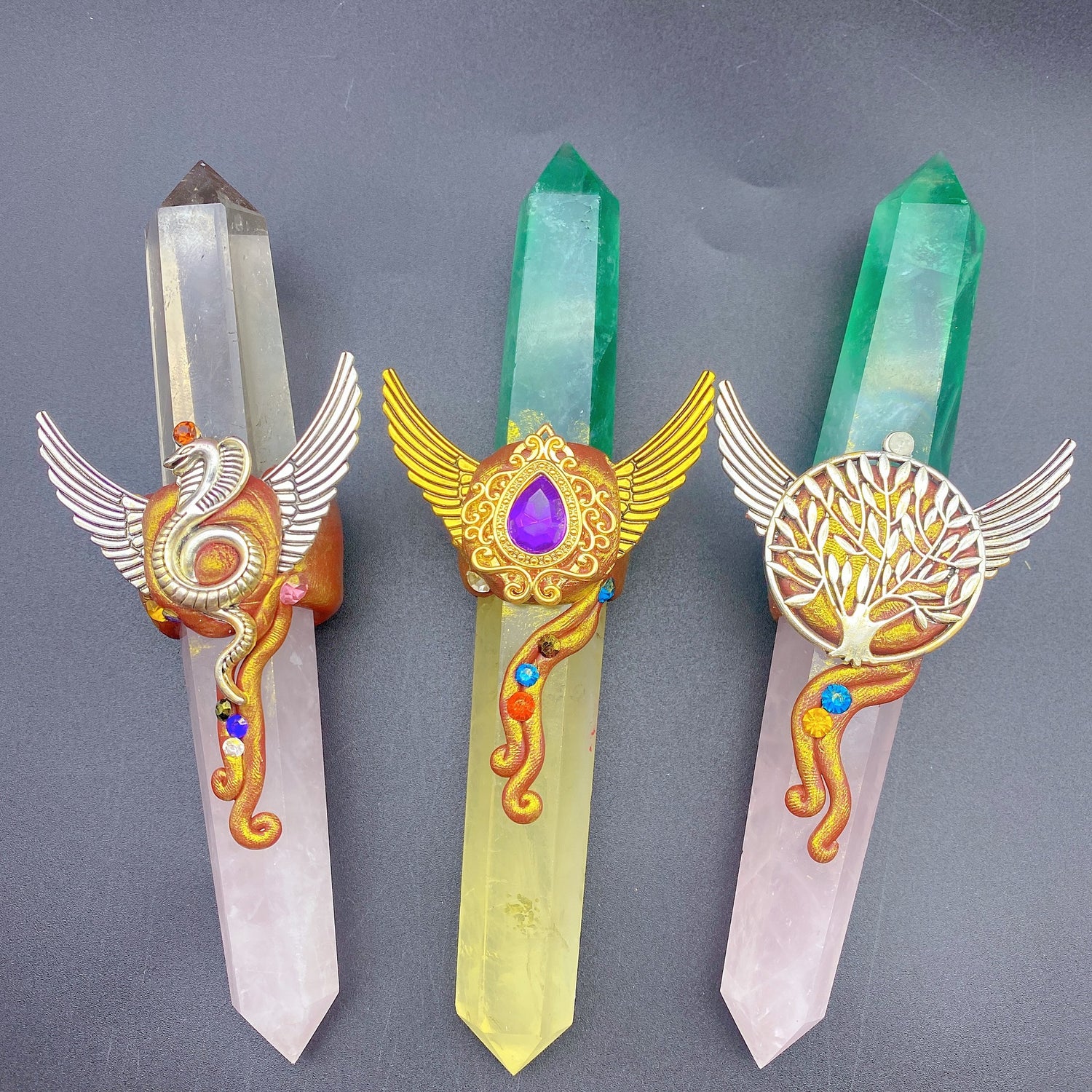 Random Crystal Type | Natural Crystal Magic Scepter Magic Wand Hand Carved Piece