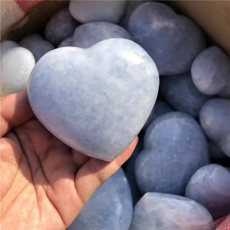 Natural Crystal Celestine Heart Shaped Plam Stone Original Hand Stone