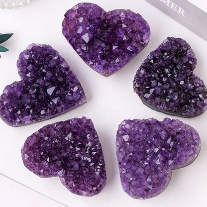 Natural Crystal Uruguay Amethyst Cluster Heart Crafts Raw Stone Pendant