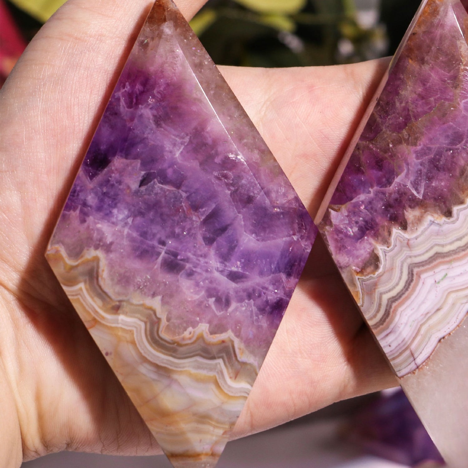 100-140 grams | Natural Crystal Amethyst Agate Rhombus Ornament Decoration