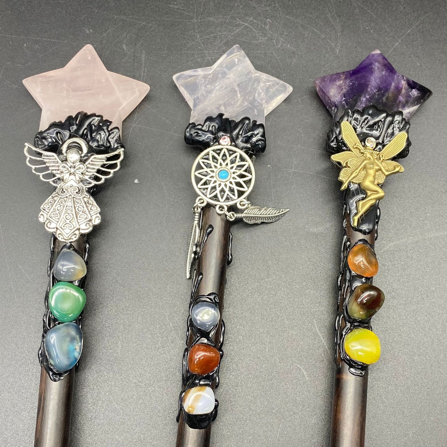 Random Crystal Type | Natural Crystal Star Magic Scepter Magic Wand Hand Carved