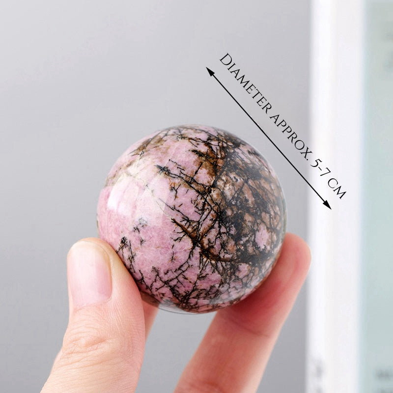 Natural Crystal Rhodonite Sphere Ball Crystal Sphere Ball Ornament Form