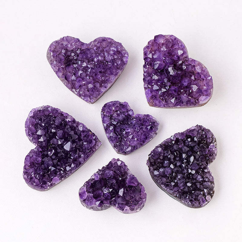 Natural Crystal Uruguay Amethyst Cluster Heart Crafts Raw Stone Pendant