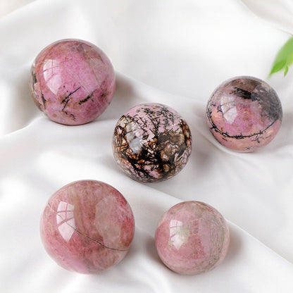 Natural Crystal Rhodonite Sphere Ball Crystal Sphere Ball Ornament Form