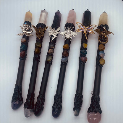 Random Crystal Type | Natural Crystal Magic Scepter Magic Wand Hand Carved Piece