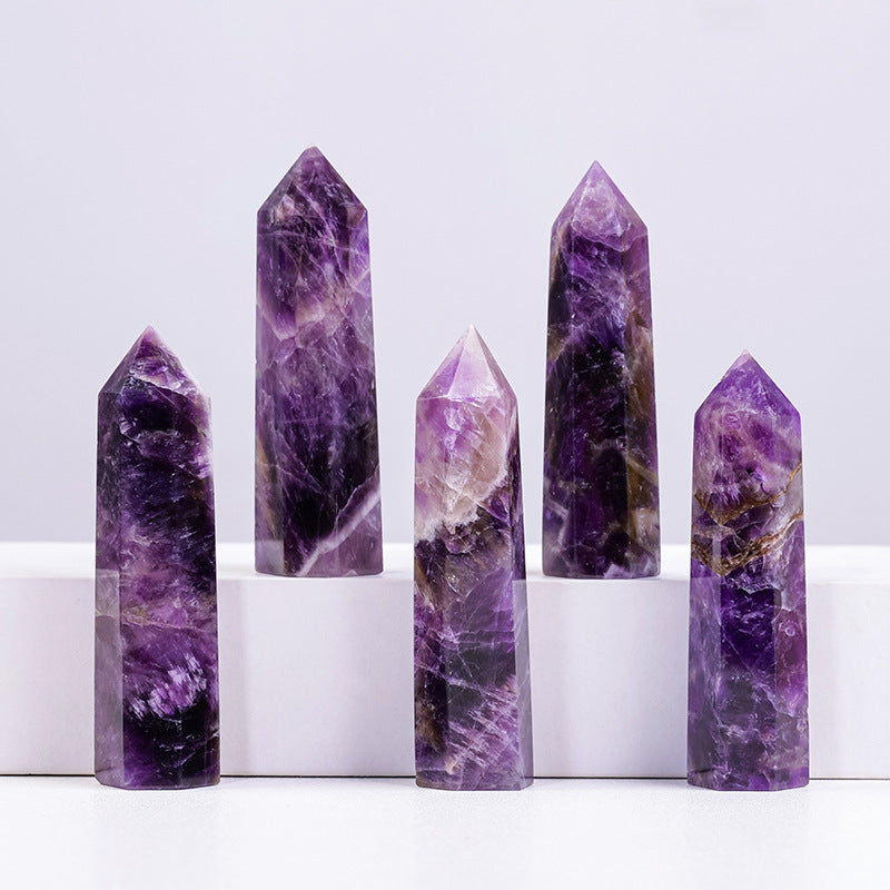 Natural Crystal Dreamy Amethyst Pillar Hexagonal Form Pillar Raw Crystal Pend