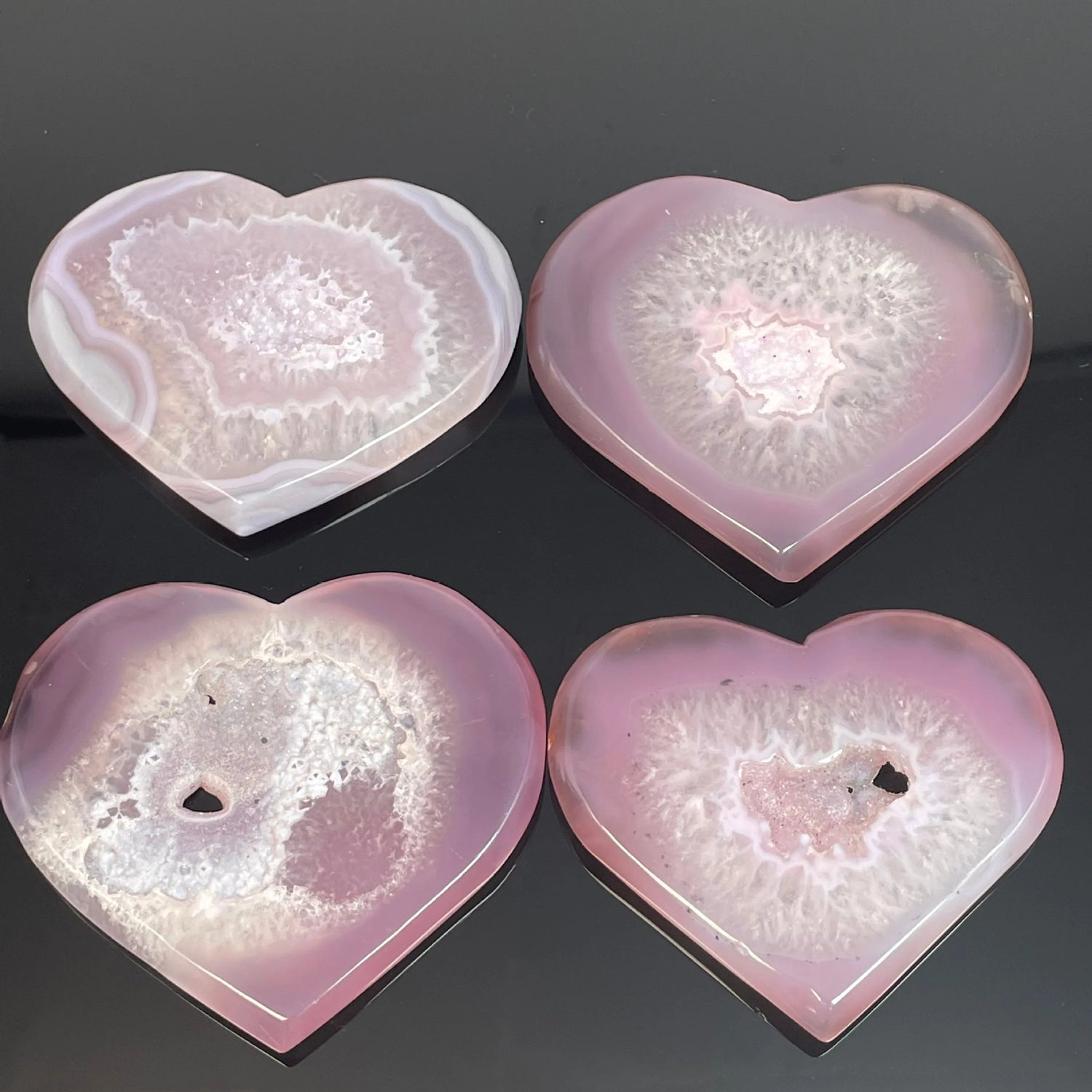 Natural Crystal Gemstone Raw Stone Pink Crystal Cave Agate Heart Shaped Form