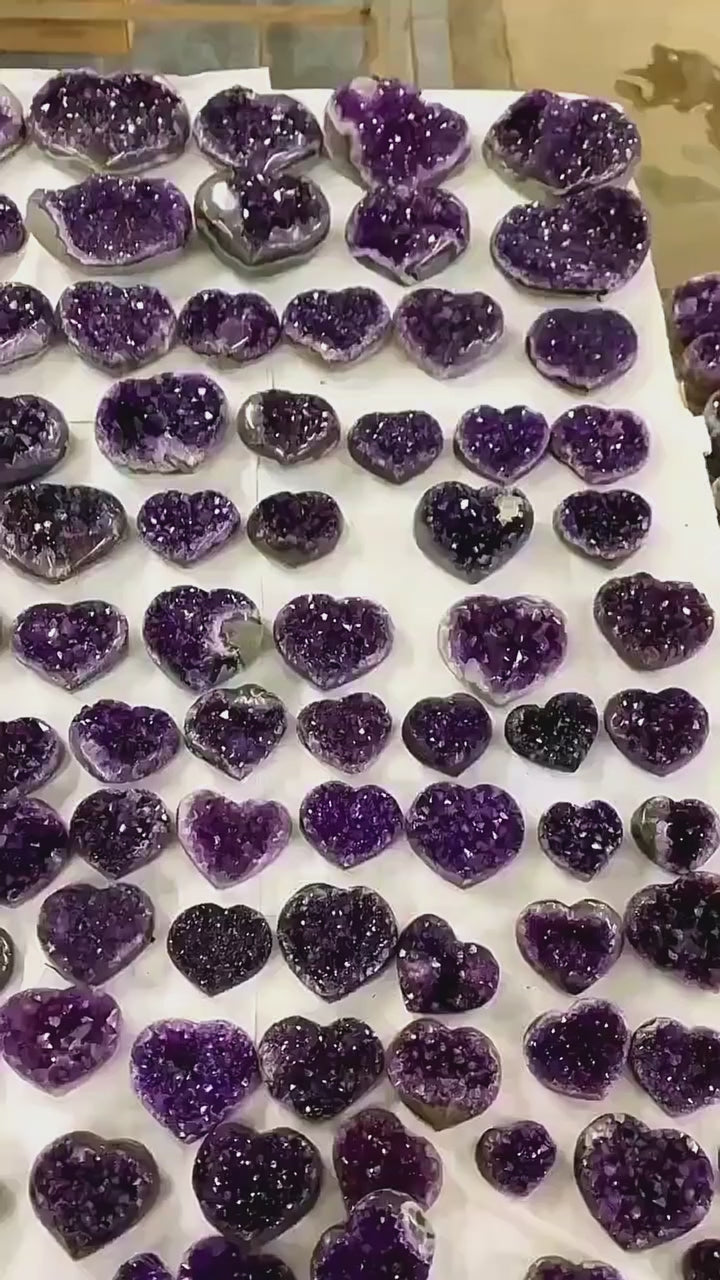 Natural Crystal Uruguay Amethyst Cluster Heart Crafts Raw Stone Pendant